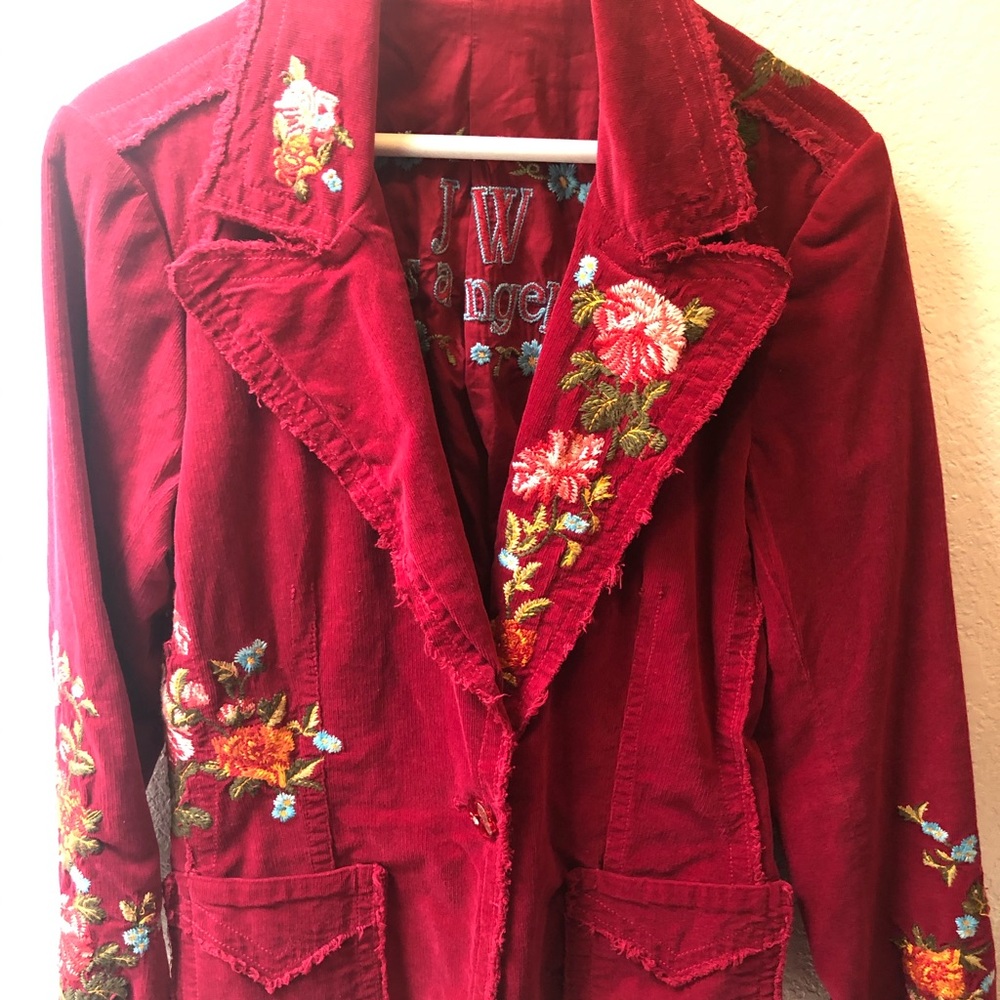 Johnny Was Red Embroidered Jacket EUC